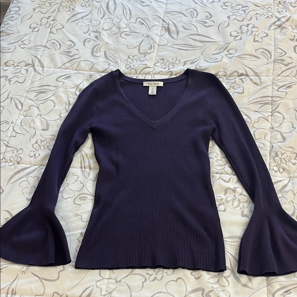 White House Black Market Purple Ribbed Sweater